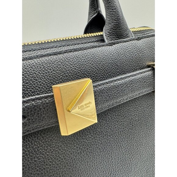 KATE SPADE NY Deco leather medium satchel crossbody bag - BLACK - Picture 7 of 14